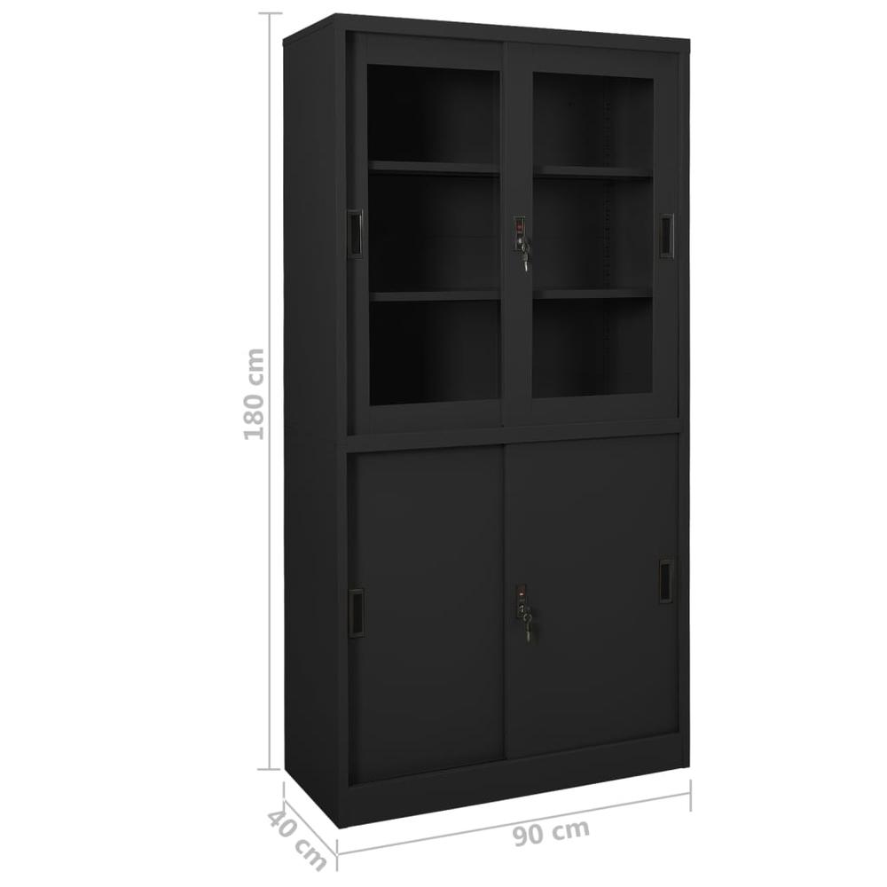 vidaXL Office Cabinet with Sliding Door Anthracite 35.4"x15.7"x70.9" Steel, 335965. Picture 8
