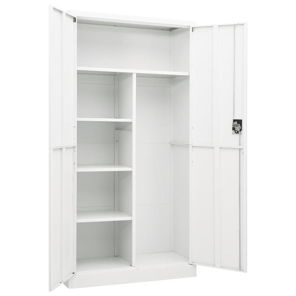 vidaXL Locker Cabinet White 35.4"x15.7"x70.9" Steel. Picture 5