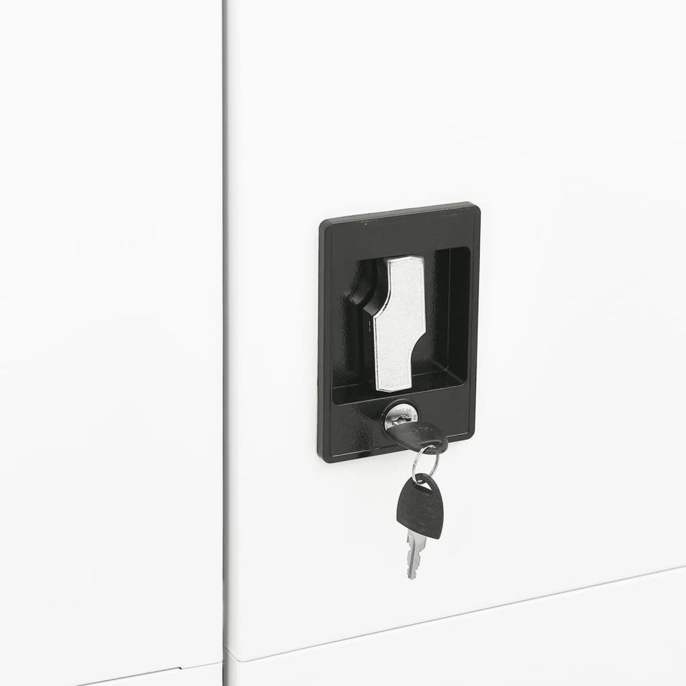 vidaXL Locker Cabinet White 35.4"x15.7"x70.9" Steel. Picture 7