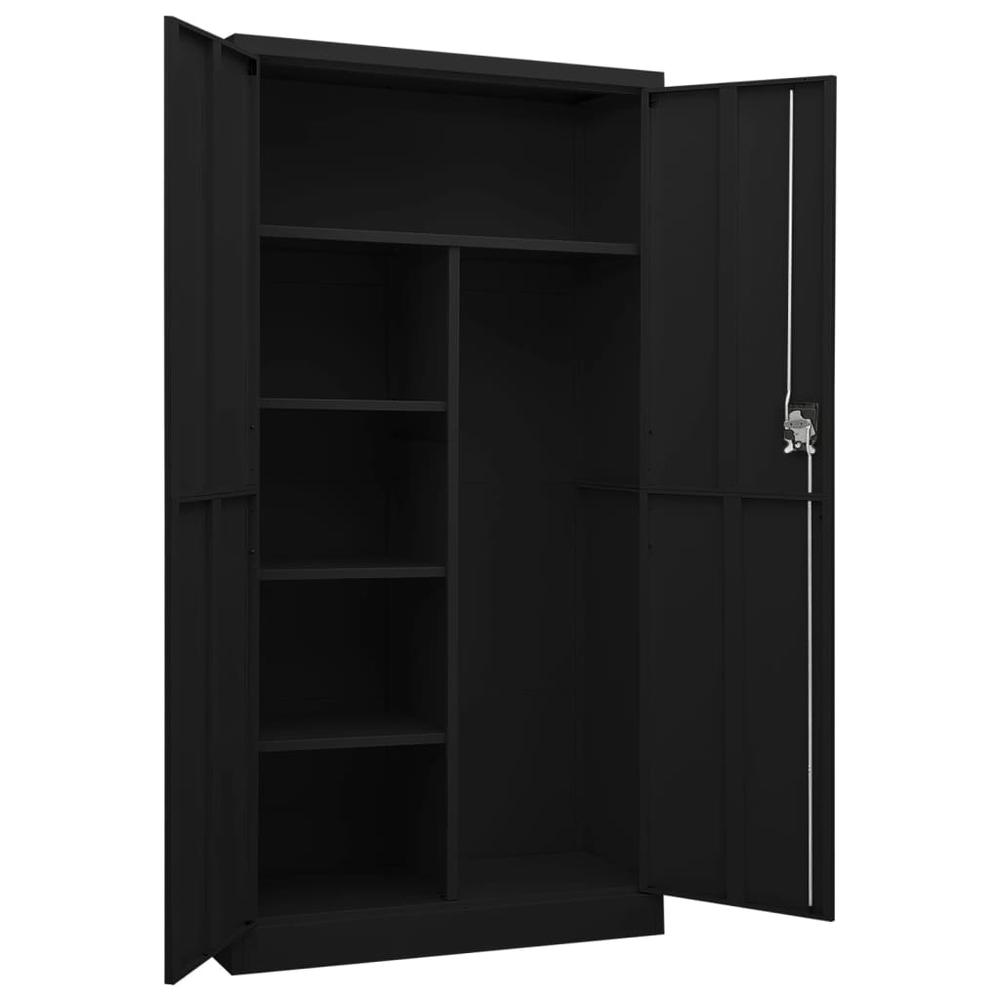 vidaXL Locker Cabinet Black 35.4"x15.7"x70.9" Steel. Picture 5