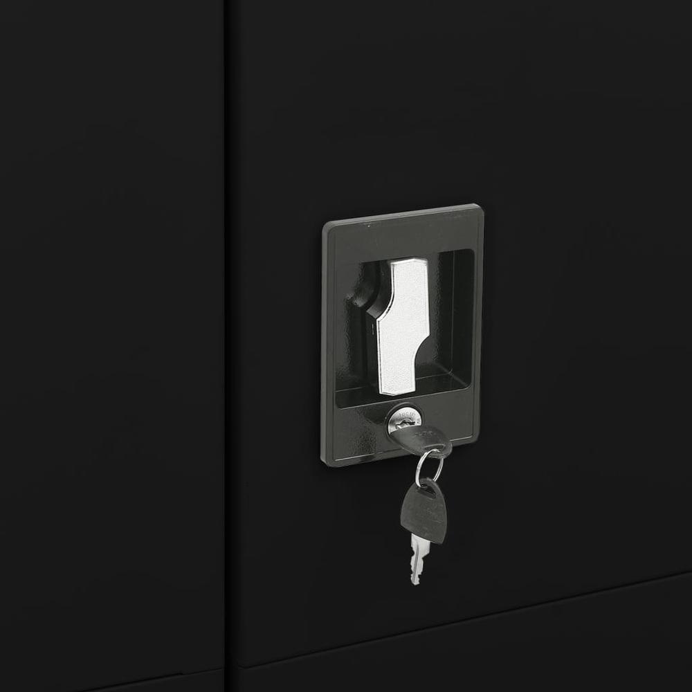vidaXL Locker Cabinet Black 35.4"x15.7"x70.9" Steel. Picture 7