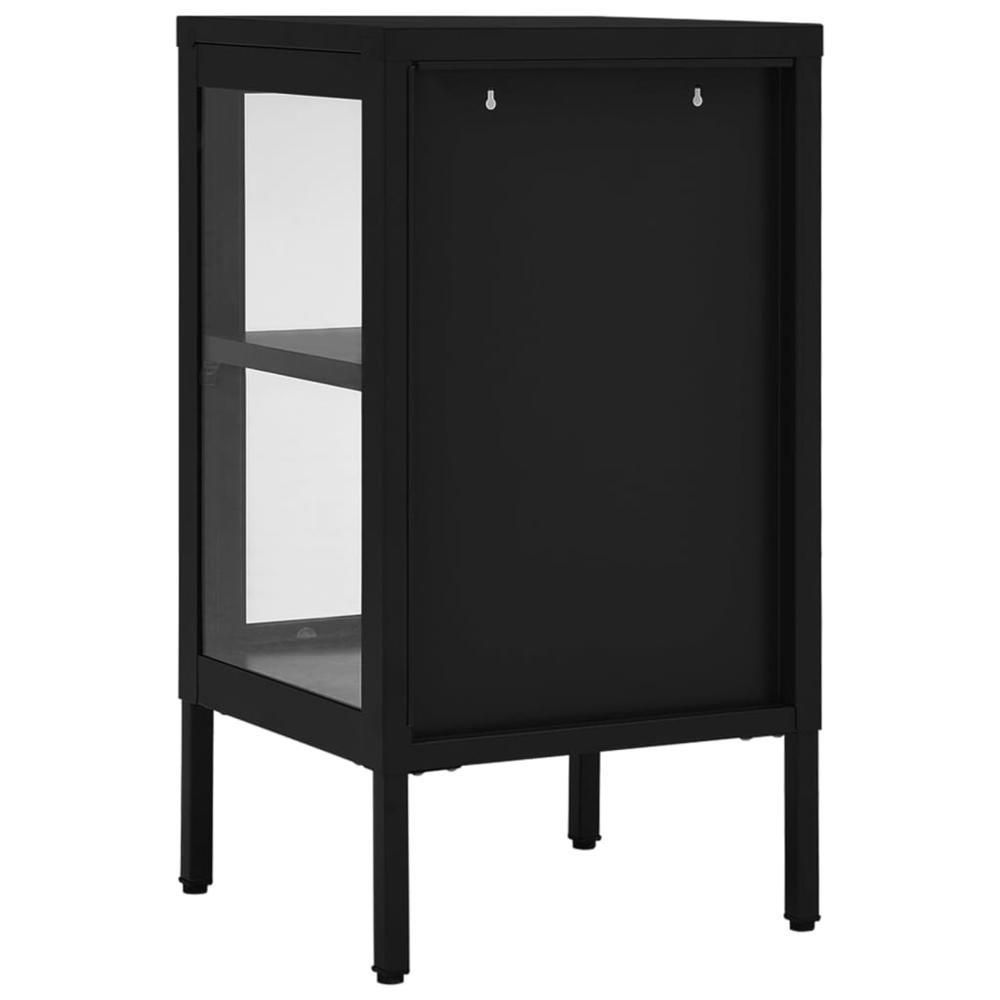 vidaXL Sideboard Black 15"x13.8"x27.6" Steel and Glass. Picture 5