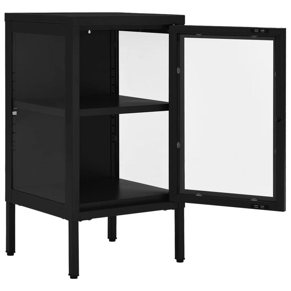 vidaXL Sideboard Black 15"x13.8"x27.6" Steel and Glass. Picture 6