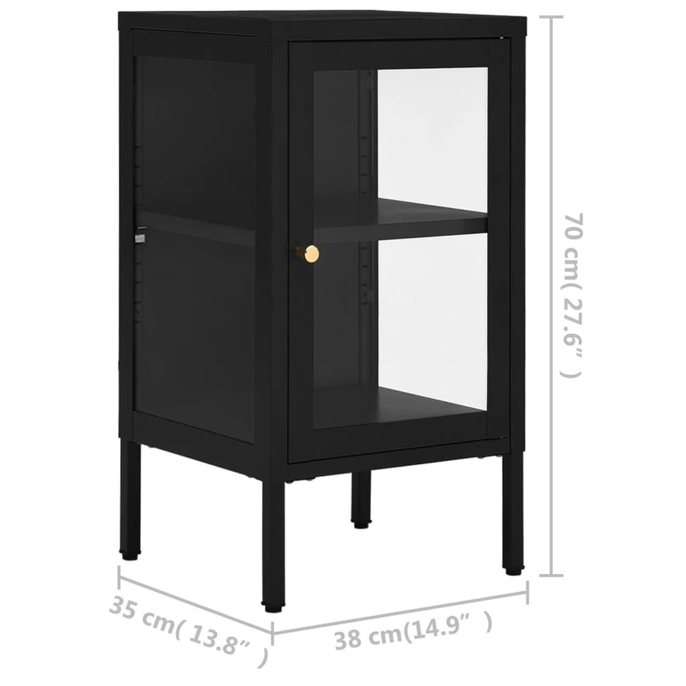vidaXL Sideboard Black 15"x13.8"x27.6" Steel and Glass. Picture 10