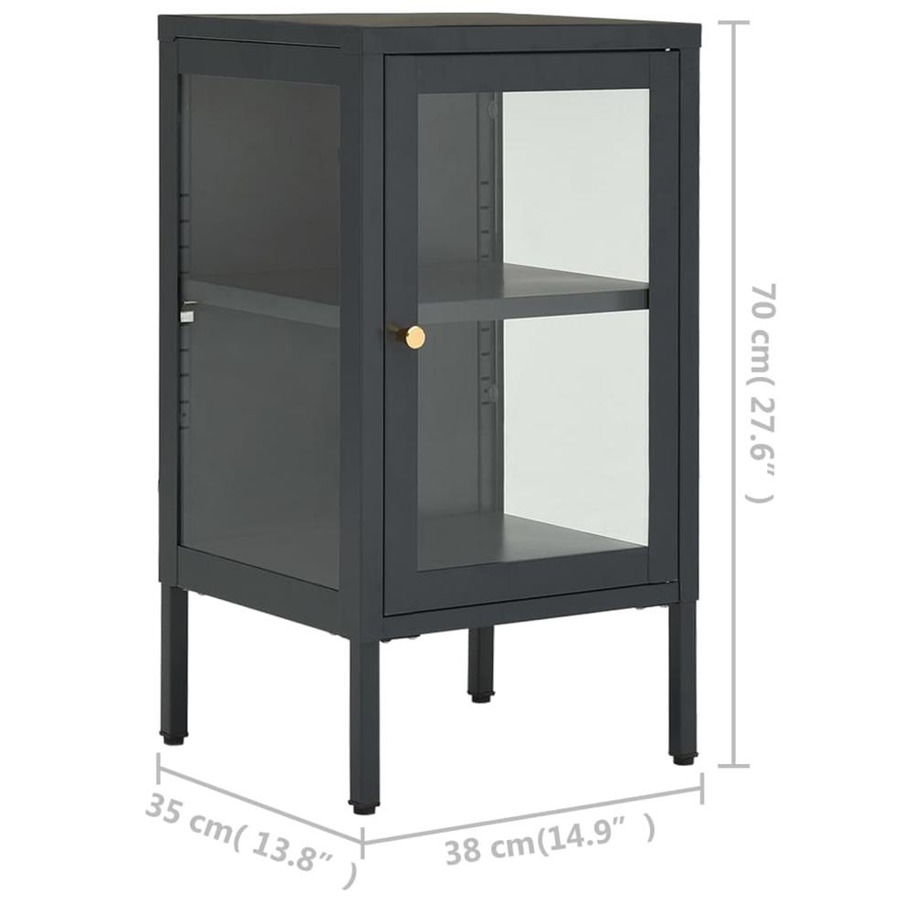 vidaXL Sideboard Anthracite 15"x13.8"x27.6" Steel and Glass. Picture 10