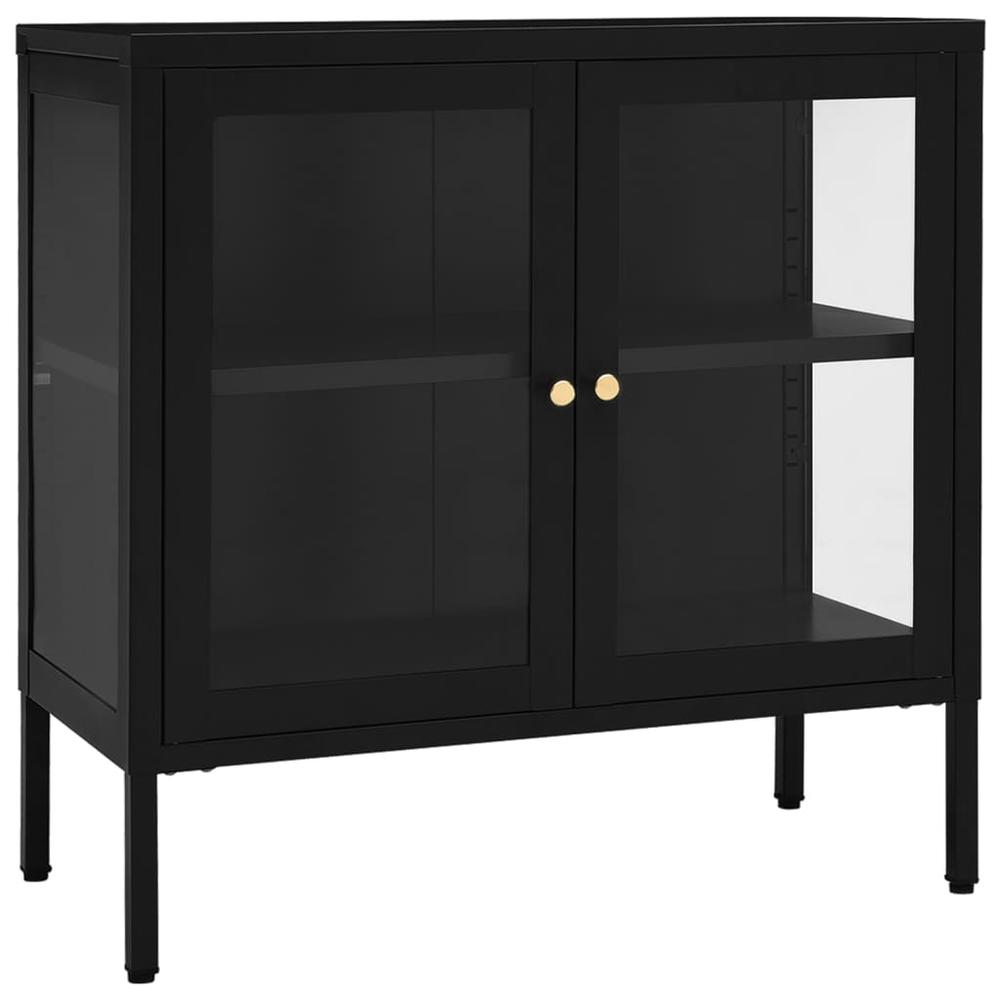 Sideboard Black 27.6"x13.8"x27.6" Steel and Glass. Picture 1