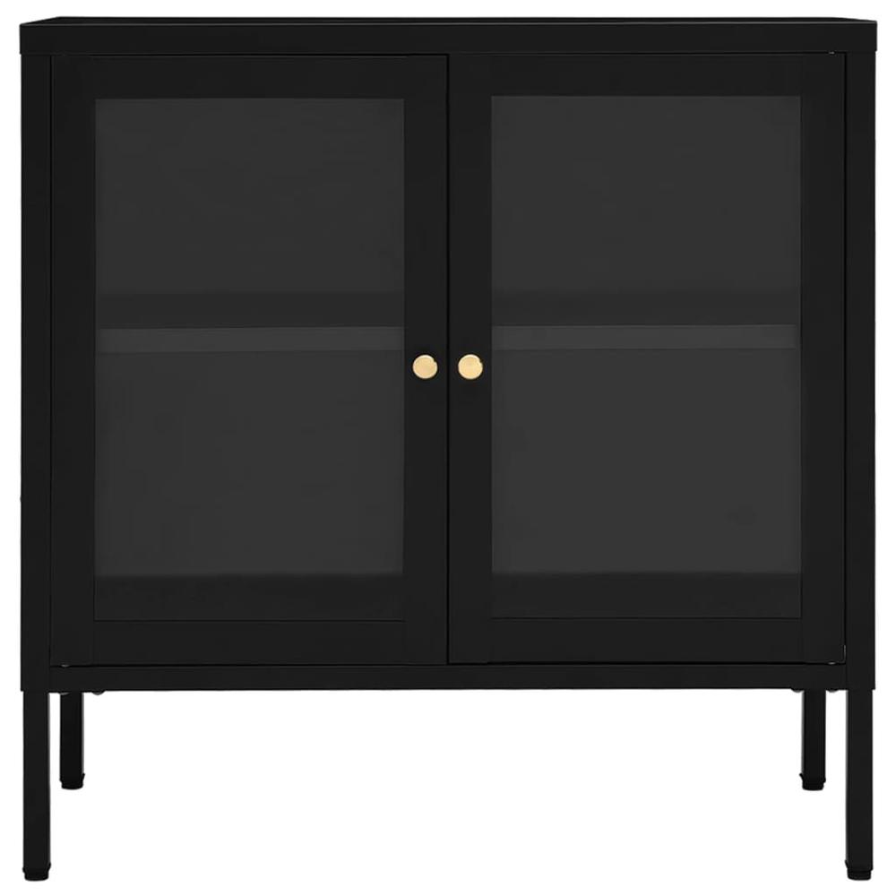 Sideboard Black 27.6"x13.8"x27.6" Steel and Glass. Picture 2