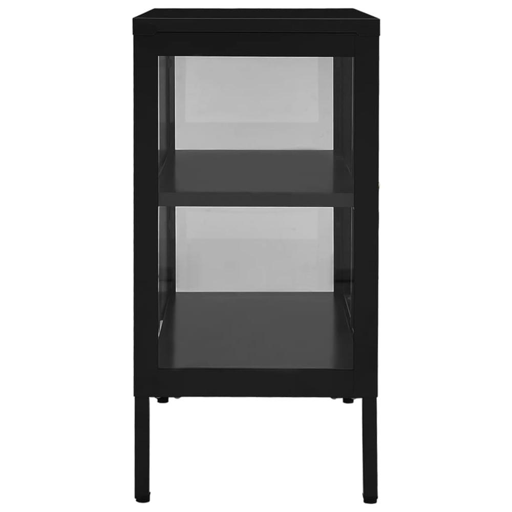 Sideboard Black 27.6"x13.8"x27.6" Steel and Glass. Picture 3