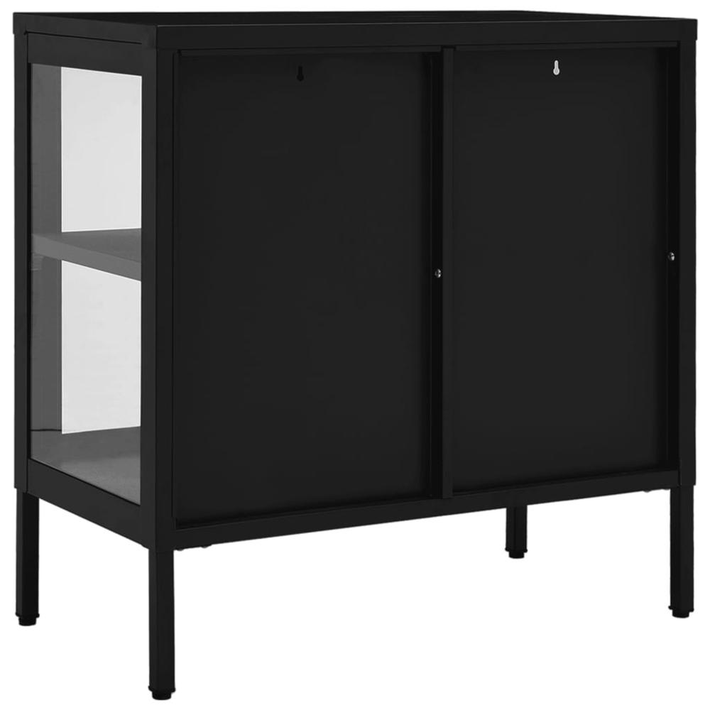 Sideboard Black 27.6"x13.8"x27.6" Steel and Glass. Picture 4