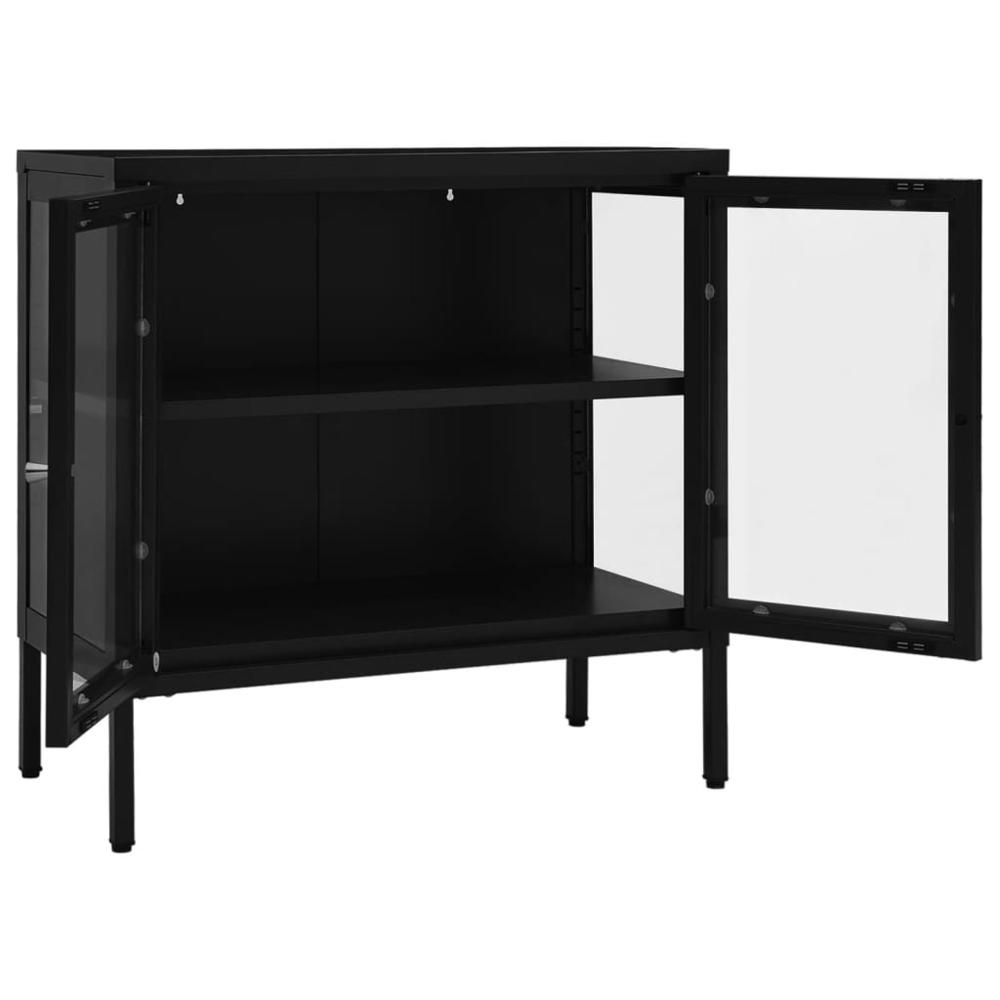Sideboard Black 27.6"x13.8"x27.6" Steel and Glass. Picture 5