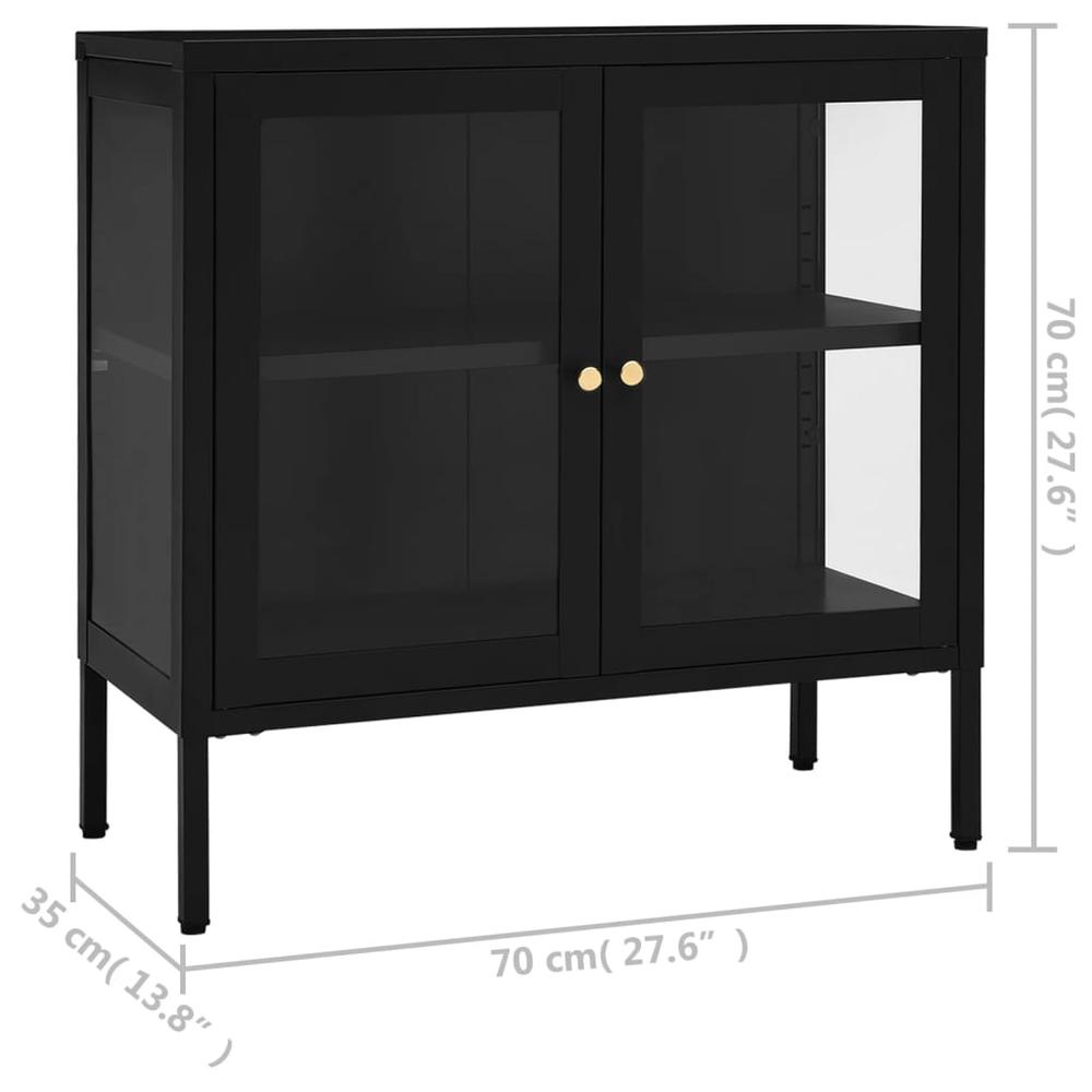 Sideboard Black 27.6"x13.8"x27.6" Steel and Glass. Picture 9