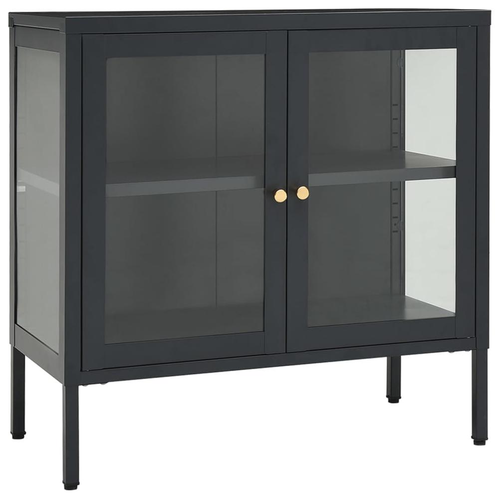 Sideboard Anthracite 27.6"x13.8"x27.6" Steel and Glass. Picture 1
