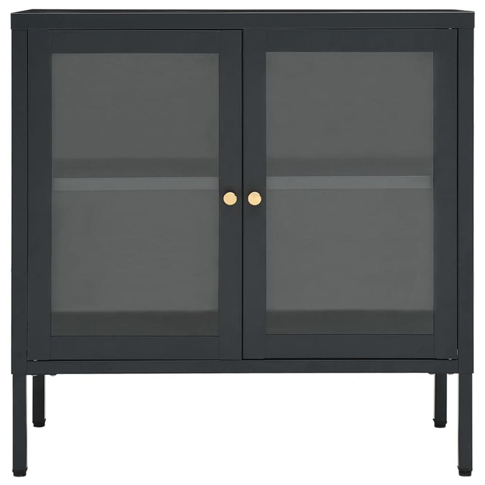 Sideboard Anthracite 27.6"x13.8"x27.6" Steel and Glass. Picture 2