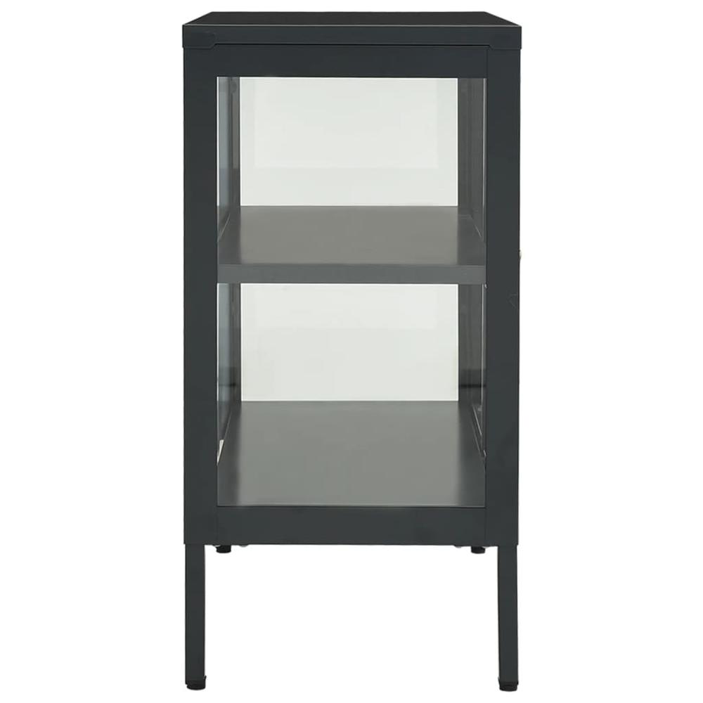 Sideboard Anthracite 27.6"x13.8"x27.6" Steel and Glass. Picture 3
