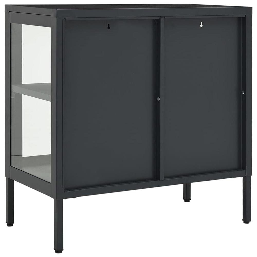 Sideboard Anthracite 27.6"x13.8"x27.6" Steel and Glass. Picture 4