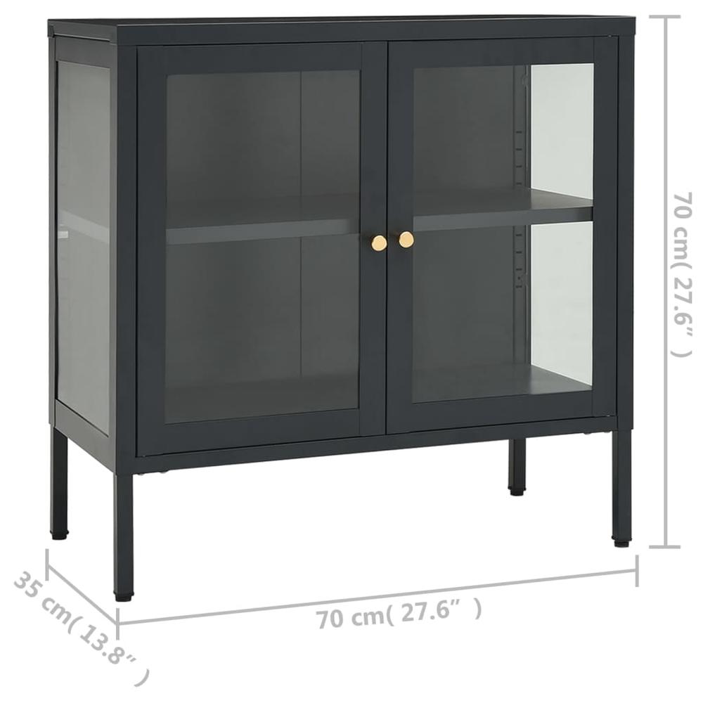 Sideboard Anthracite 27.6"x13.8"x27.6" Steel and Glass. Picture 9
