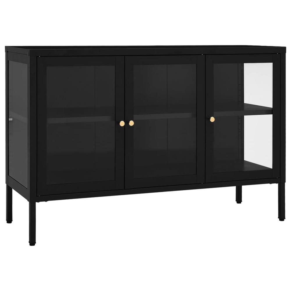 Sideboard Black 41.3"x13.8"x27.6" Steel and Glass. Picture 1