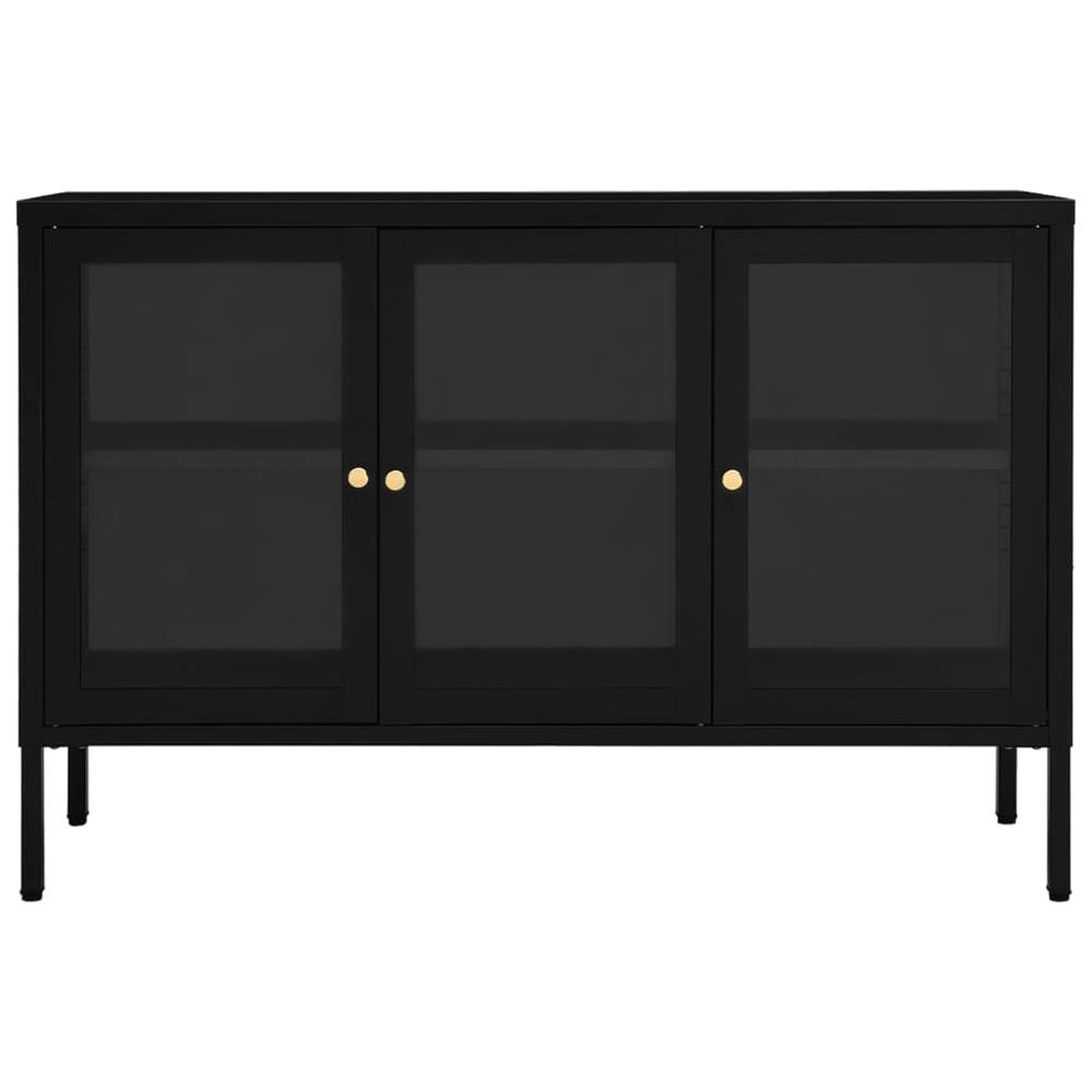 Sideboard Black 41.3"x13.8"x27.6" Steel and Glass. Picture 2