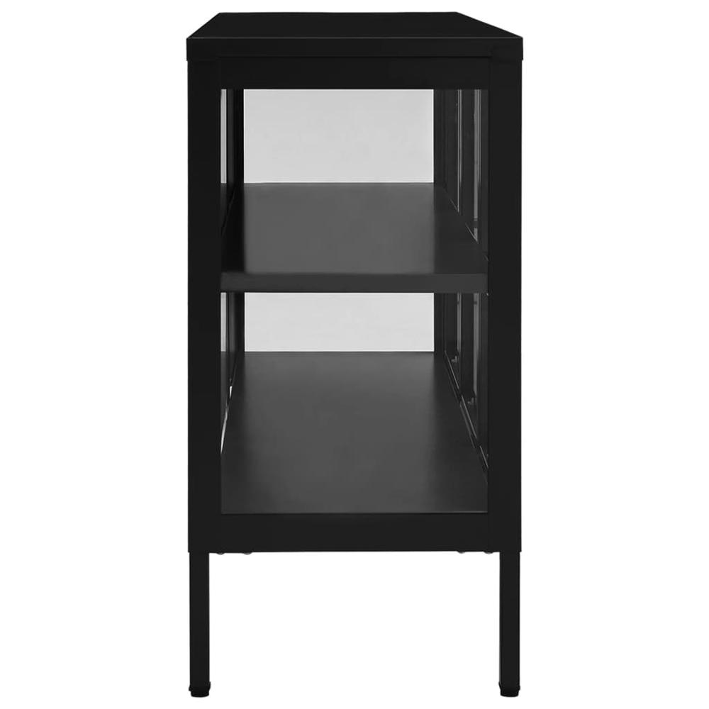 Sideboard Black 41.3"x13.8"x27.6" Steel and Glass. Picture 3