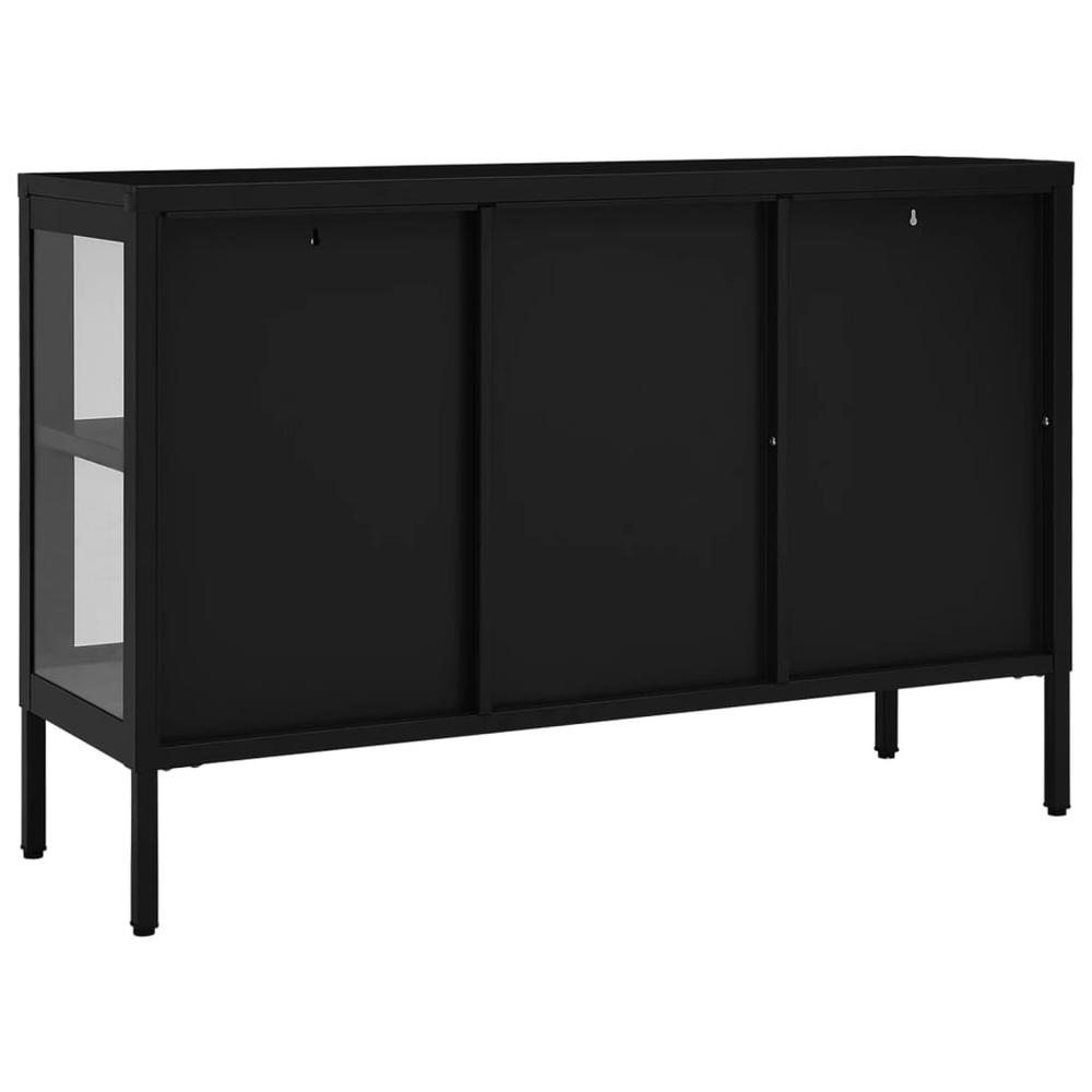 Sideboard Black 41.3"x13.8"x27.6" Steel and Glass. Picture 4