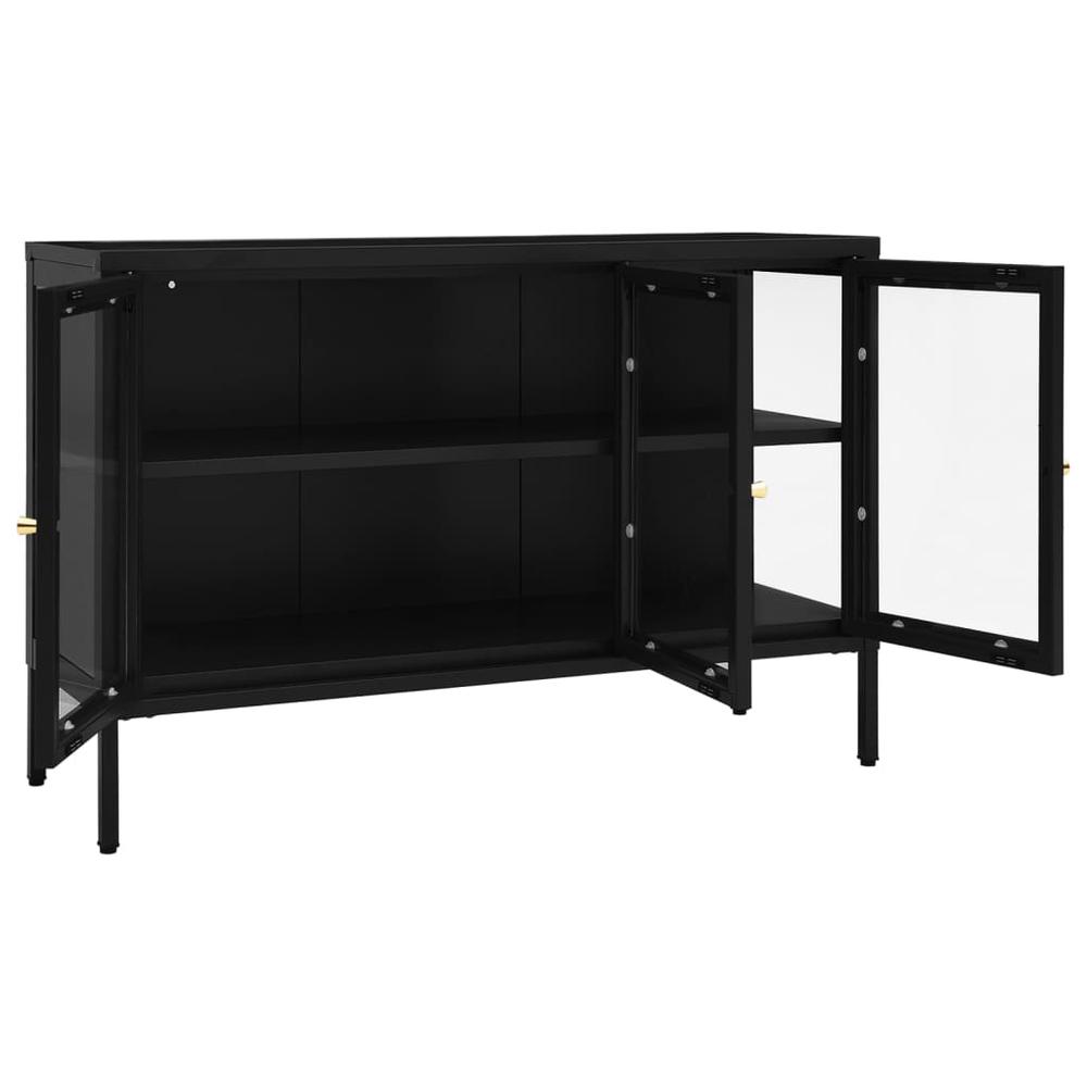 Sideboard Black 41.3"x13.8"x27.6" Steel and Glass. Picture 5