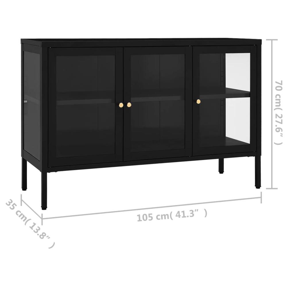 Sideboard Black 41.3"x13.8"x27.6" Steel and Glass. Picture 9