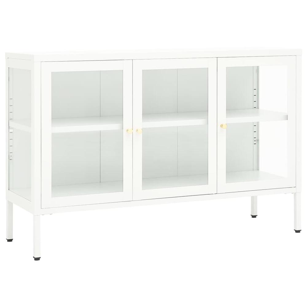 Sideboard White 41.3"x13.8"x27.6" Steel and Glass. Picture 1