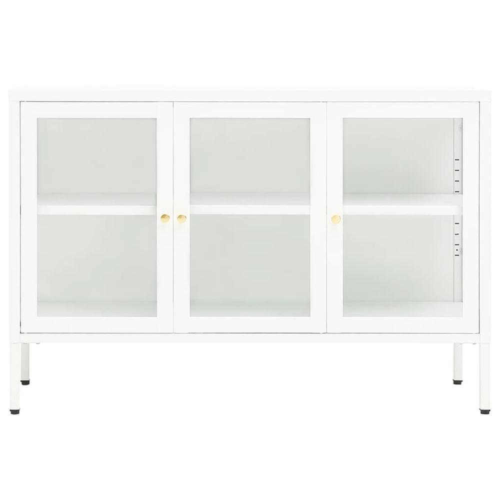 Sideboard White 41.3"x13.8"x27.6" Steel and Glass. Picture 2