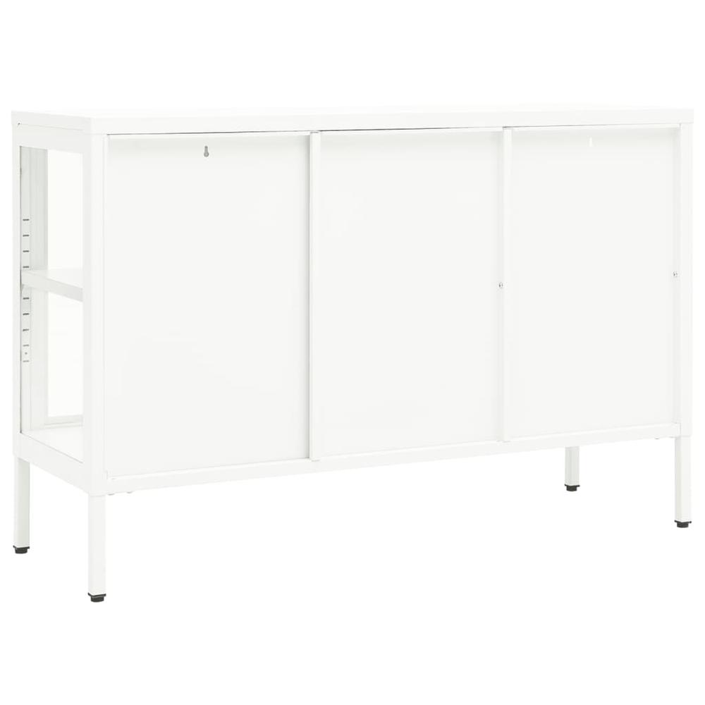 Sideboard White 41.3"x13.8"x27.6" Steel and Glass. Picture 4