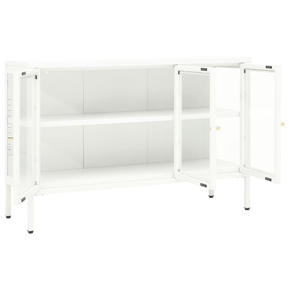 Sideboard White 41.3"x13.8"x27.6" Steel and Glass. Picture 5