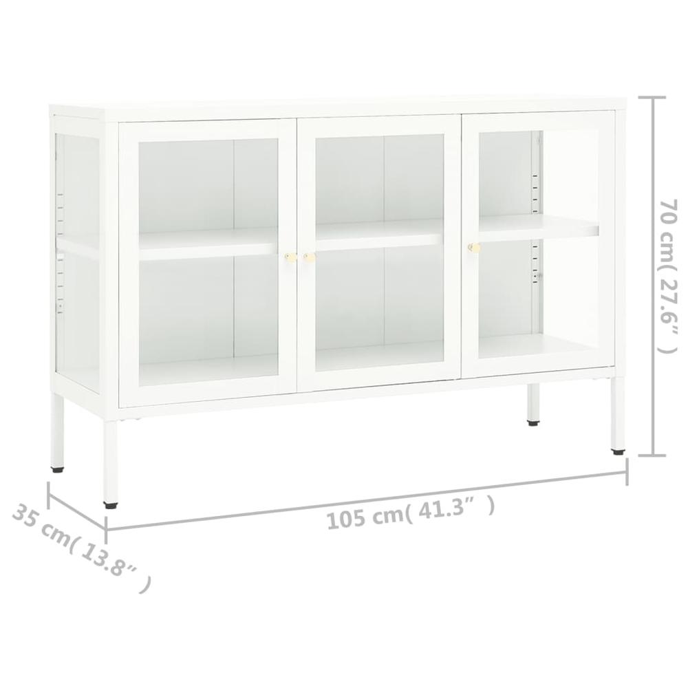 Sideboard White 41.3"x13.8"x27.6" Steel and Glass. Picture 9