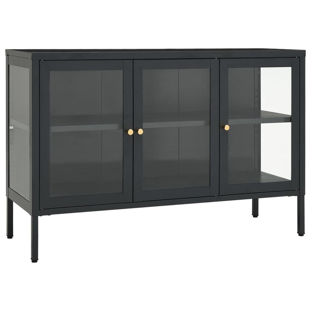 Sideboard Anthracite 41.3"x13.8"x27.6" Steel and Glass. Picture 1
