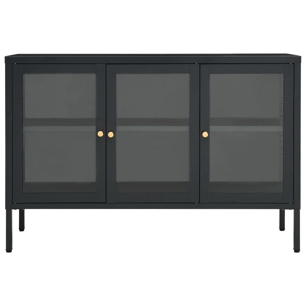 Sideboard Anthracite 41.3"x13.8"x27.6" Steel and Glass. Picture 2