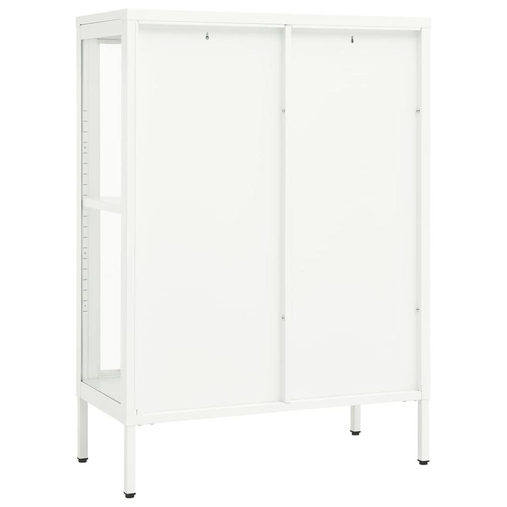 vidaXL Sideboard White 29.5"x13.8"x41.3" Steel and Glass. Picture 5