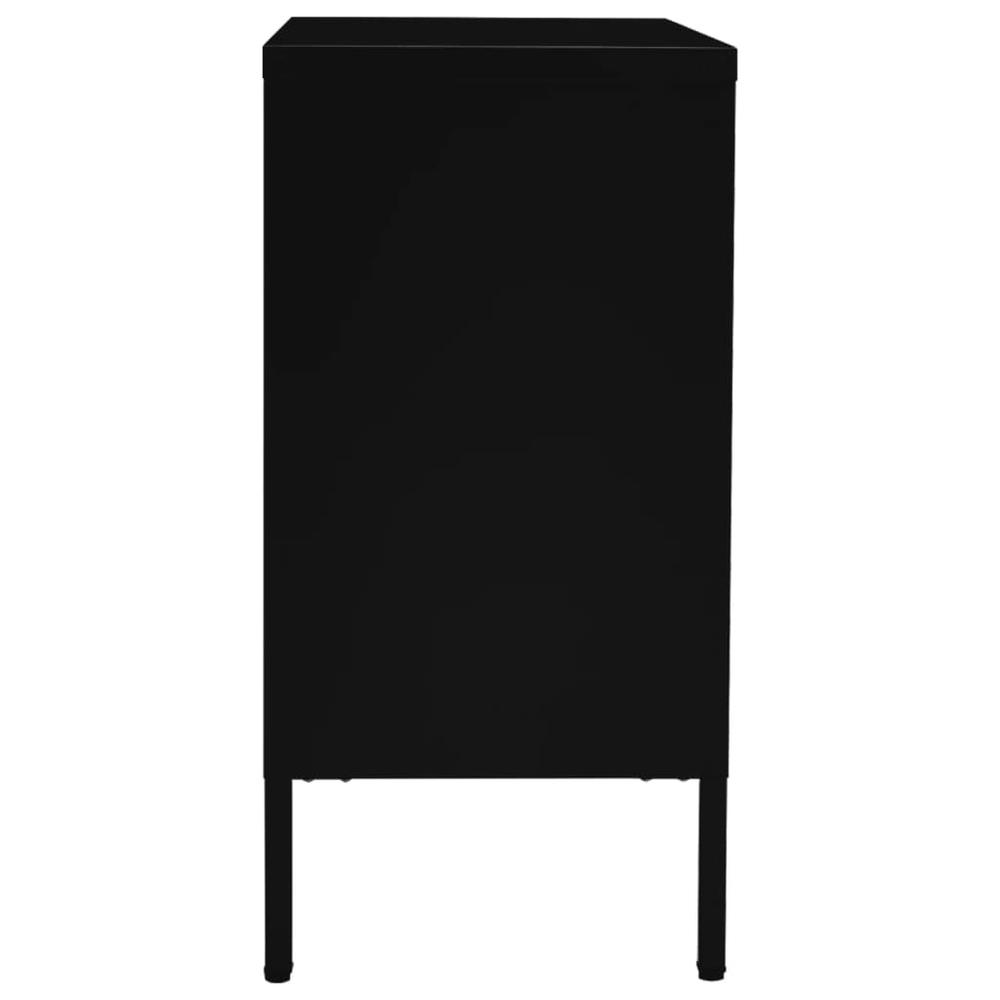 Sideboard Black 29.5"x13.8"x27.6" Steel and Tempered Glass. Picture 3