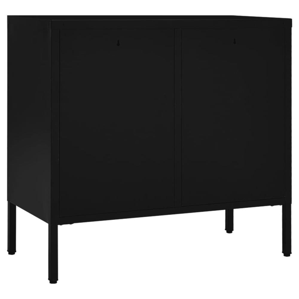 Sideboard Black 29.5"x13.8"x27.6" Steel and Tempered Glass. Picture 4