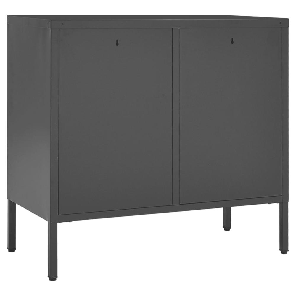vidaXL Sideboard Anthracite 29.5"x13.8"x27.6" Steel and Tempered Glass. Picture 5