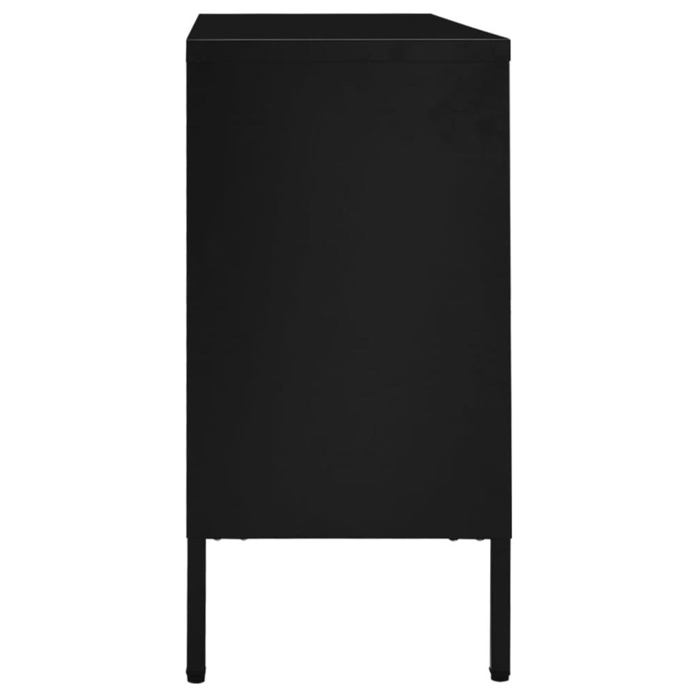 Sideboard Black 41.3"x13.8"x27.6" Steel and Tempered Glass. Picture 3