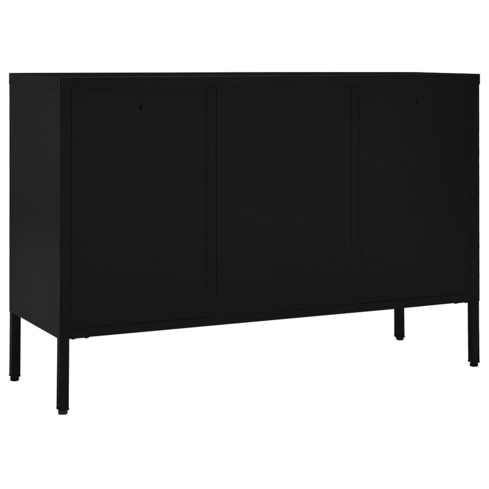 Sideboard Black 41.3"x13.8"x27.6" Steel and Tempered Glass. Picture 4