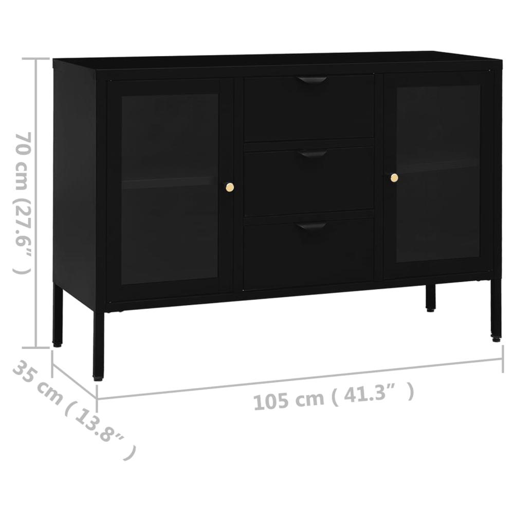 Sideboard Black 41.3"x13.8"x27.6" Steel and Tempered Glass. Picture 10