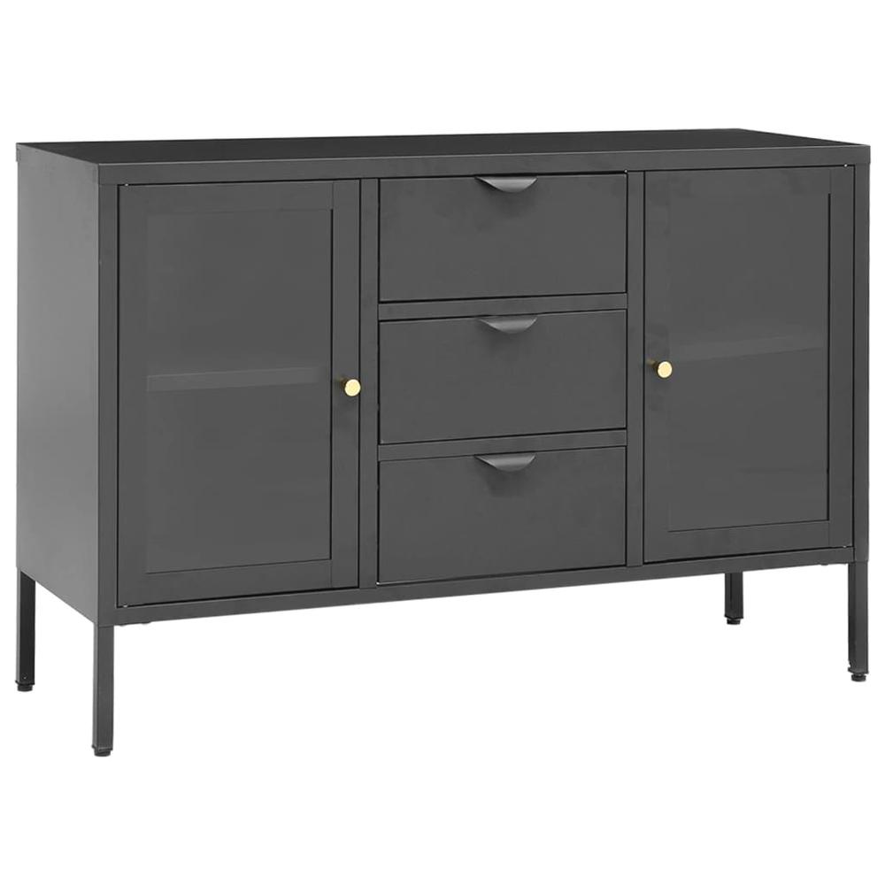 Sideboard Anthracite 41.3"x13.8"x27.6" Steel and Tempered Glass. Picture 1