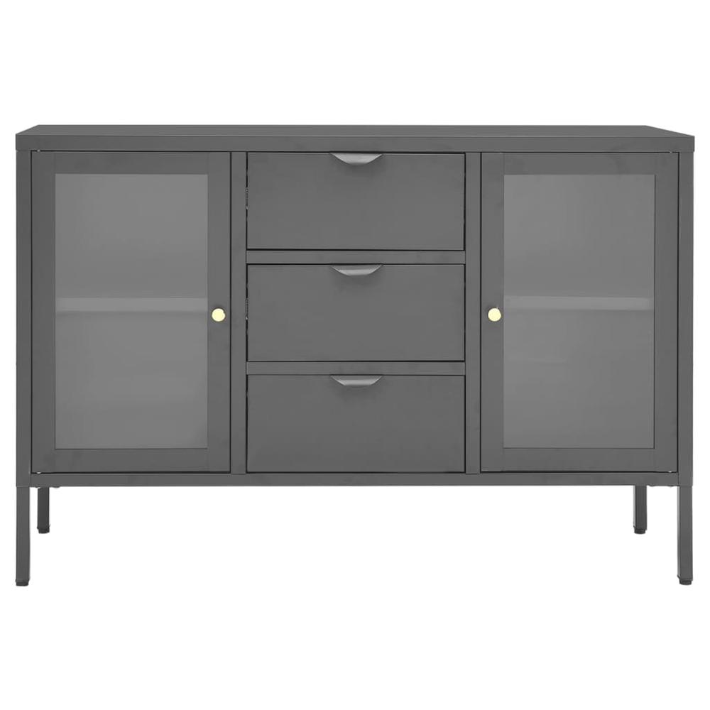 Sideboard Anthracite 41.3"x13.8"x27.6" Steel and Tempered Glass. Picture 2