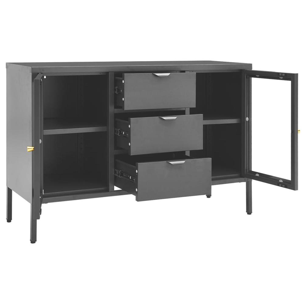 Sideboard Anthracite 41.3"x13.8"x27.6" Steel and Tempered Glass. Picture 5