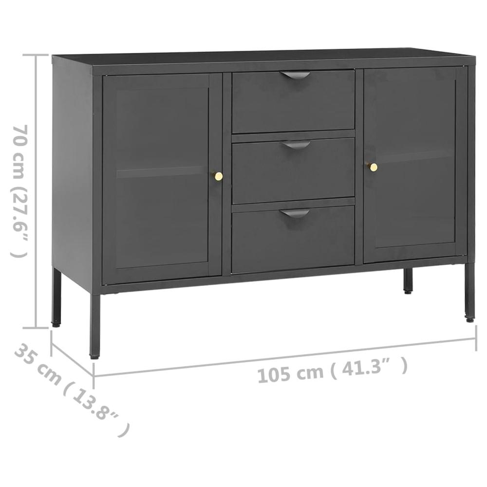 Sideboard Anthracite 41.3"x13.8"x27.6" Steel and Tempered Glass. Picture 10