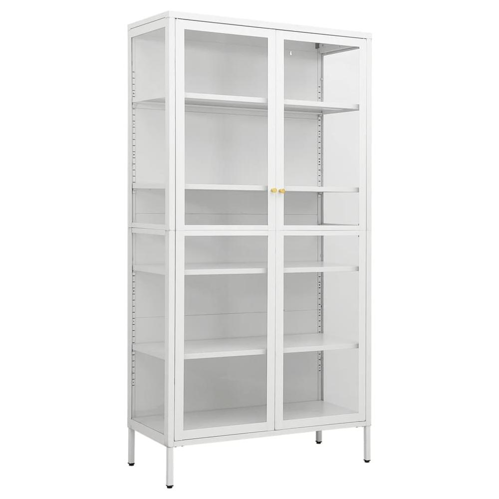 Display Cabinet White 35.4"x15.7"x70.9" Steel and Tempered Glass. Picture 1