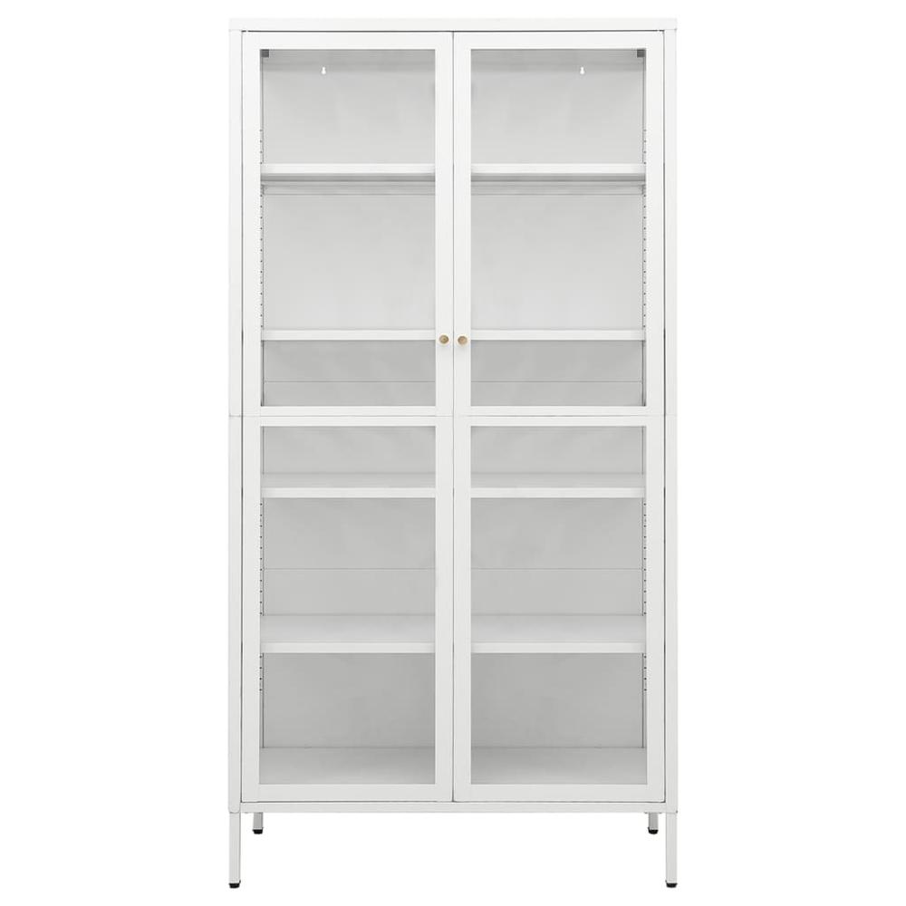 Display Cabinet White 35.4"x15.7"x70.9" Steel and Tempered Glass. Picture 2