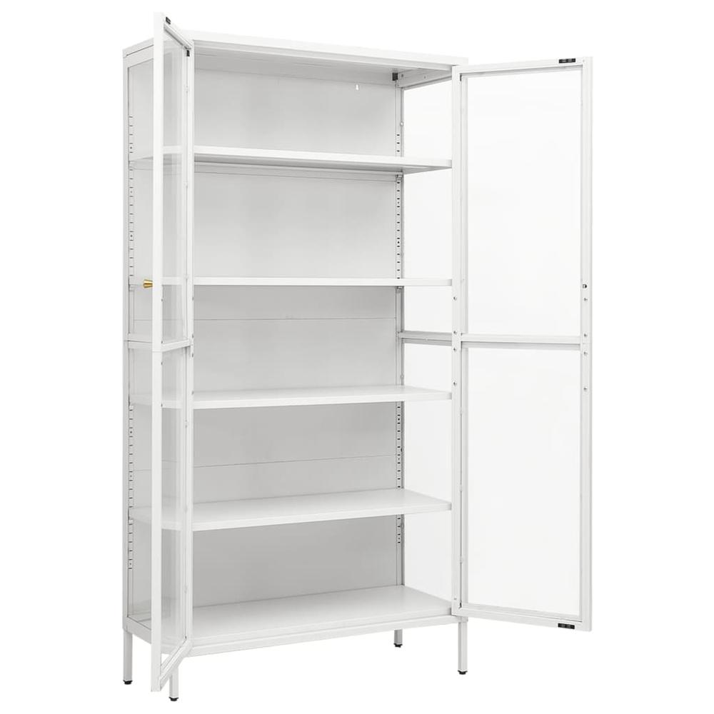 Display Cabinet White 35.4"x15.7"x70.9" Steel and Tempered Glass. Picture 5