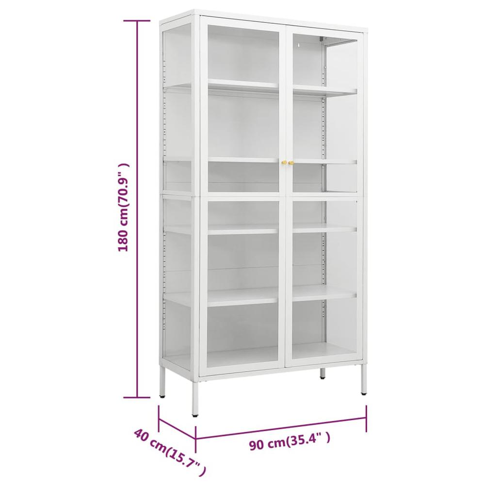 Display Cabinet White 35.4"x15.7"x70.9" Steel and Tempered Glass. Picture 9