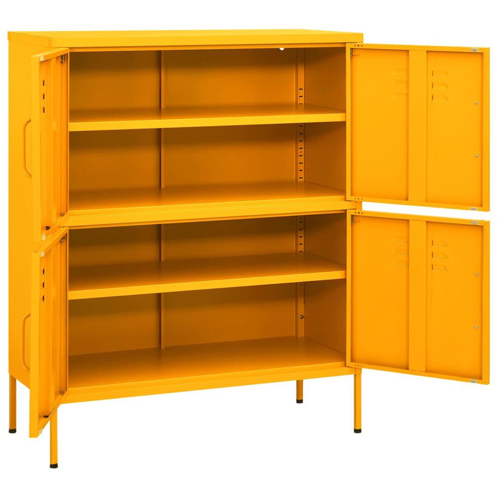 vidaXL Storage Cabinet Mustard Yellow 31.5"x13.8"x40" Steel, 336137. Picture 6