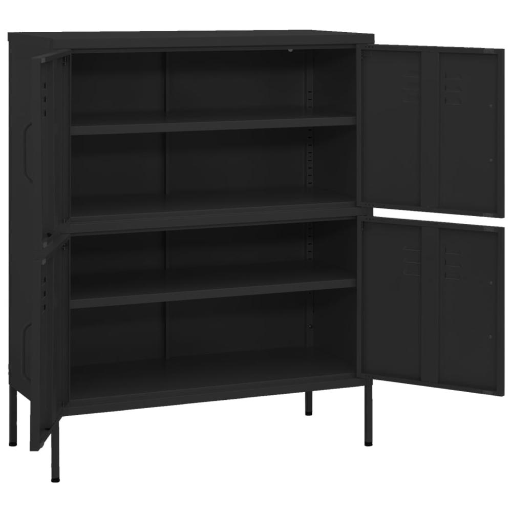 vidaXL Storage Cabinet Black 31.5"x13.8"x40" Steel, 336142. Picture 6